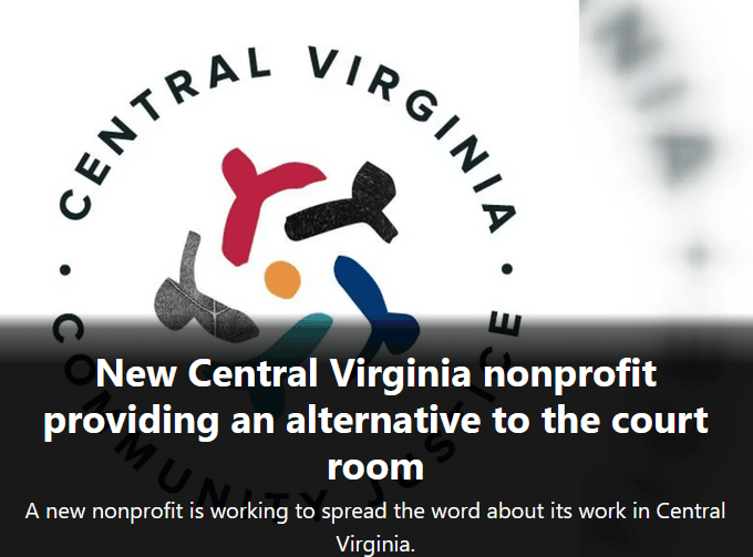 CVCJ logo, New Central Virginia nonprofit providing an alternative to the court room